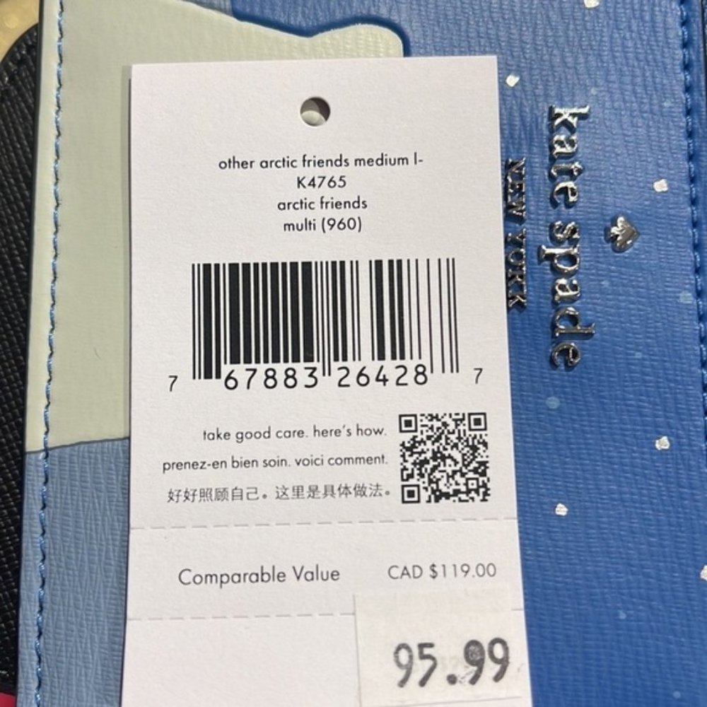 Kate Spade Arctic Friends Medium L-Zip Card Holder Multi Color - Picture 4 of 15